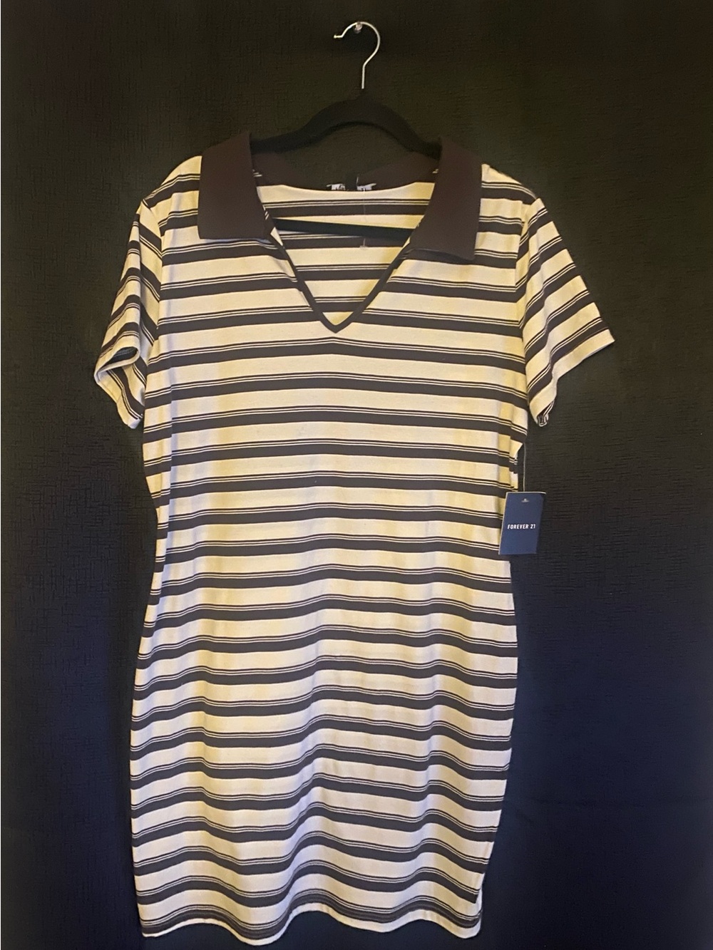 Forever 21 - NWT Cream & Brown Horizontal Striped Dress size 2X